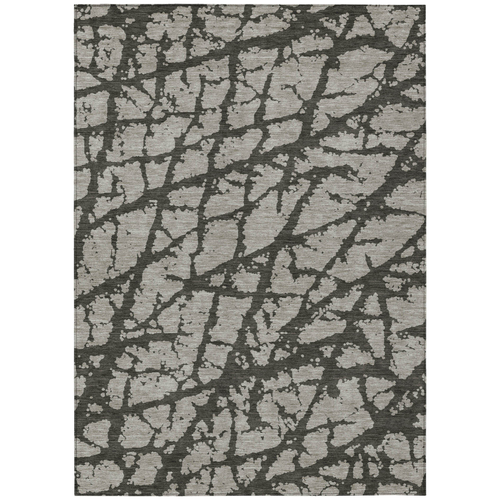 8' X 10' Gray and Black Abstract Washable Indoor Outdoor Area Rug