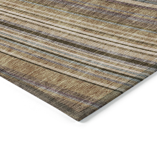 8' X 10' Taupe Beige And Brown Striped Washable Indoor Outdoor Area Rug