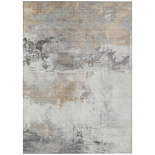 10' X 14' Ivory And Gray Abstract Washable Indoor Outdoor Area Rug - Ivory, Gray