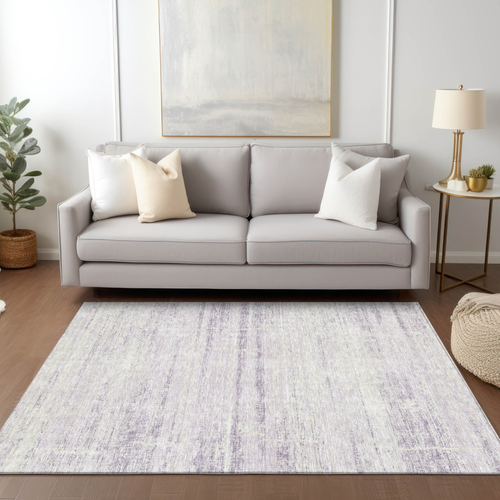 10' X 14' Lavender Purple And Ivory Abstract Washable Indoor Outdoor Area Rug