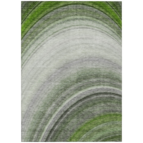 10' X 14' Green Artichoke Green And Emerald Abstract Washable Indoor Outdoor Area Rug