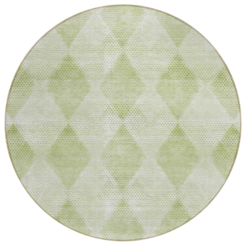 8' Round Mint Green Round Geometric Washable Non Skid Indoor Outdoor Area Rug