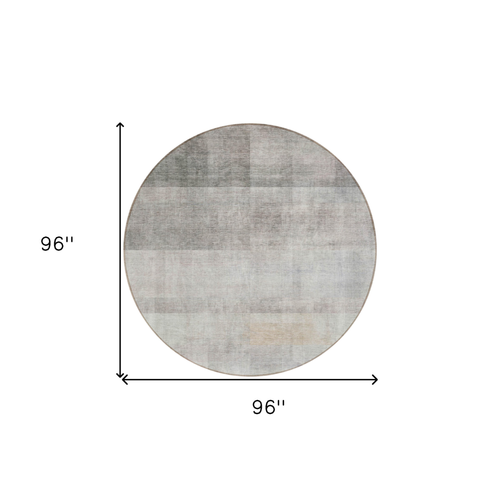 8' Round Taupe Round Ombre Washable Non Skid Indoor Outdoor Area Rug