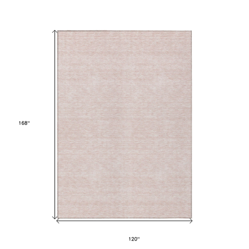 10' X 14' Pink And Gray Geometric Washable Indoor Outdoor Area Rug