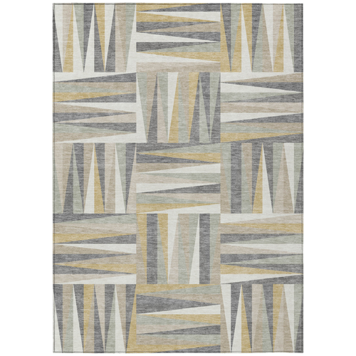 10' X 14' Beige Gray And Ivory Geometric Washable Indoor Outdoor Area Rug