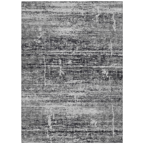 8' X 10' Black Gray And Charcoal Abstract Washable Indoor Outdoor Area Rug