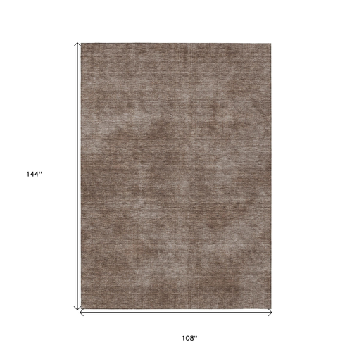 9' X 12' Brown Washable Indoor Outdoor Area Rug
