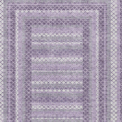 10' X 14' Lavender And Ivory Geometric Washable Indoor Outdoor Area Rug - Lavender, Ivory
