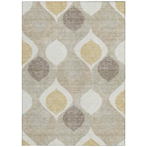 10' X 14' Beige Taupe And Ivory Ogee Washable Indoor Outdoor Area Rug