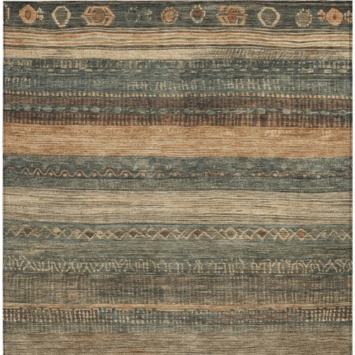 8' X 10' Fern Green And Rust Aztec Washable Indoor Outdoor Area Rug