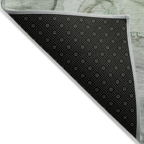 8' X 10' Green Abstract Washable Non Skid Indoor Outdoor Area Rug