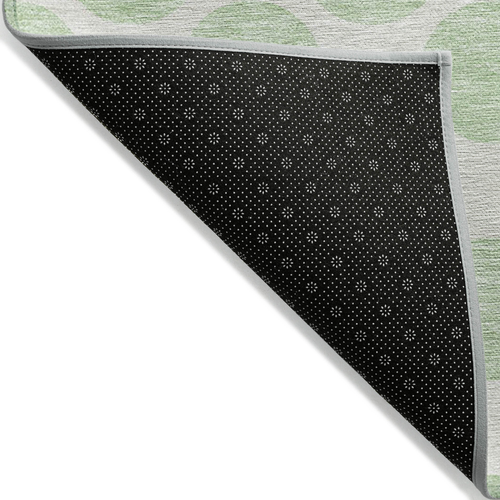 8' X 10' Mint Green And Ivory Polka Dot Washable Indoor Outdoor Area Rug