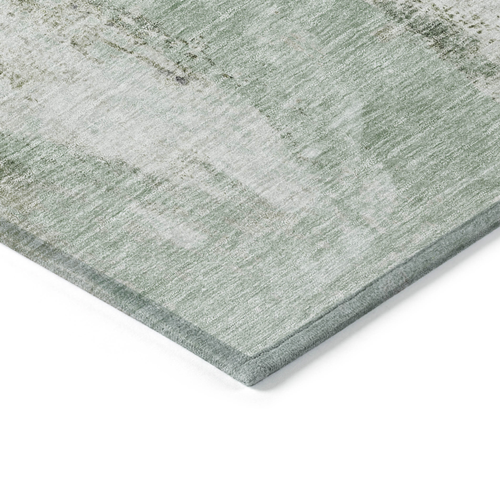 8' Mint Green Ivory And Gray Round Abstract Washable Indoor Outdoor Area Rug