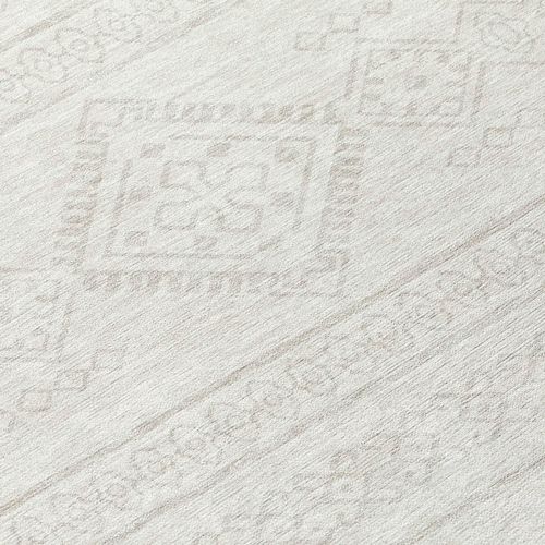 8' Ivory And Silver Round Southwestern Washable Indoor Outdoor Area Rug