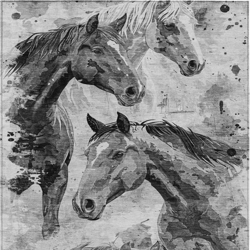 10' X 14' Gray And Silver Horse Washable Indoor Outdoor Area Rug
