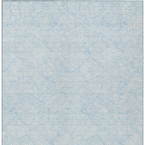 8' X 10' Sky Blue And Ivory Floral Washable Indoor Outdoor Area Rug Transitional Style - Sky Blue, Ivory Color