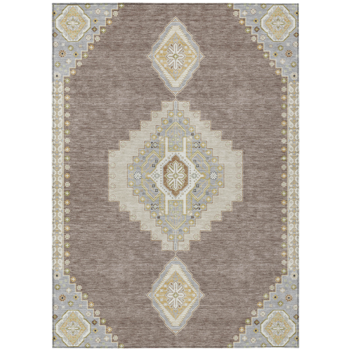 8' X 10' Taupe Gray And Ivory Oriental Washable Indoor Outdoor Area Rug