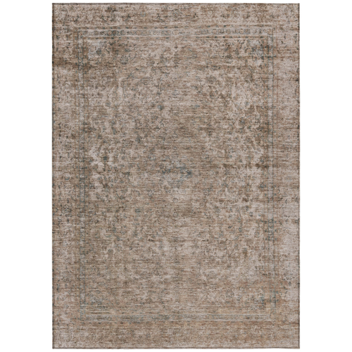 8' X 10' Brown And Beige Abstract Washable Indoor Outdoor Area Rug