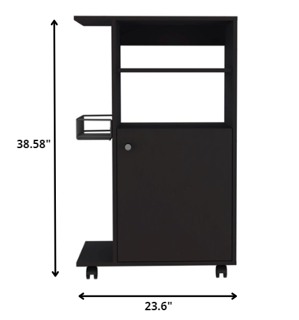 Black 24" Rolling Kitchen Cart With Storage