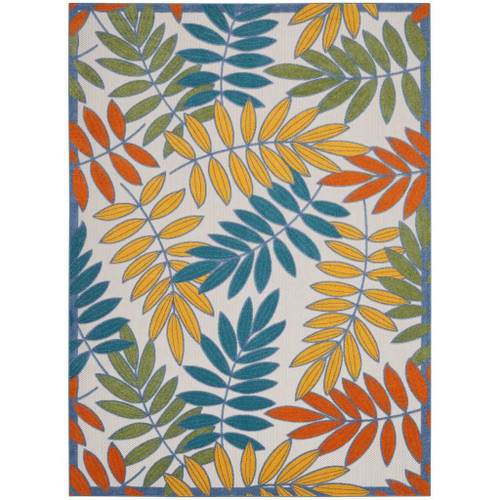 Homeroots Home Decor 10' x 13' Ivory Floral Non Skid Indoor Outdoor Area Rug