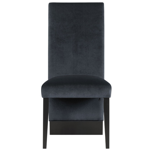 Set of Two Black Upholstered Velvet Dining Side Chairs Home Accent