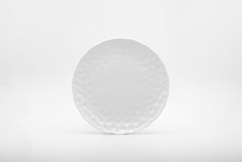 White Six Piece Round Pebbled Porcelain Service For Six Salad Plate Set