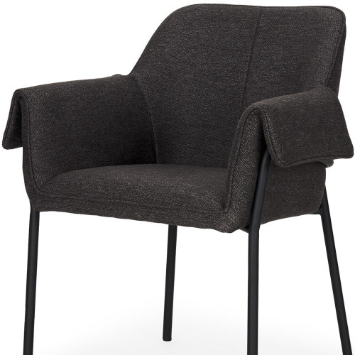 Set of Two Gray and Black Fabric Dining Arm Chairs