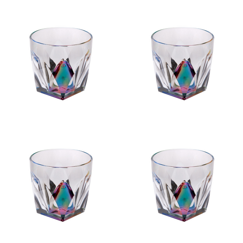 Set of Four Rainbow Geometric Acrylic Stemless Whiskey Glass