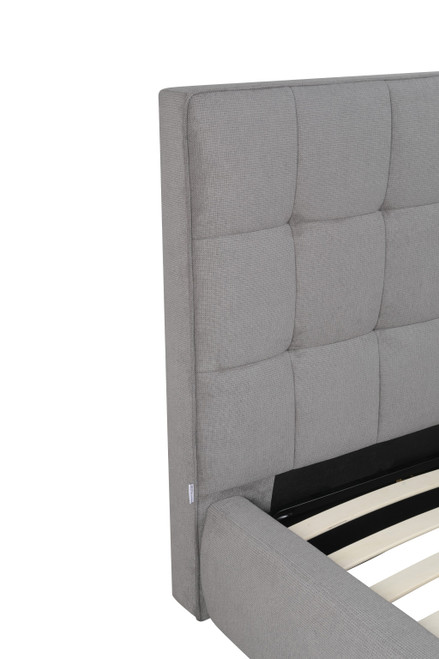 Gray Tufted Linen Blend Upholstered King Bed Frame MDF