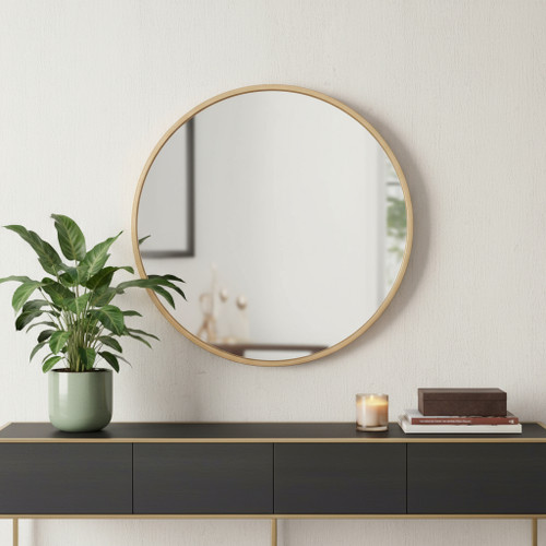 20" Gold Round Metal Framed Accent Mirror