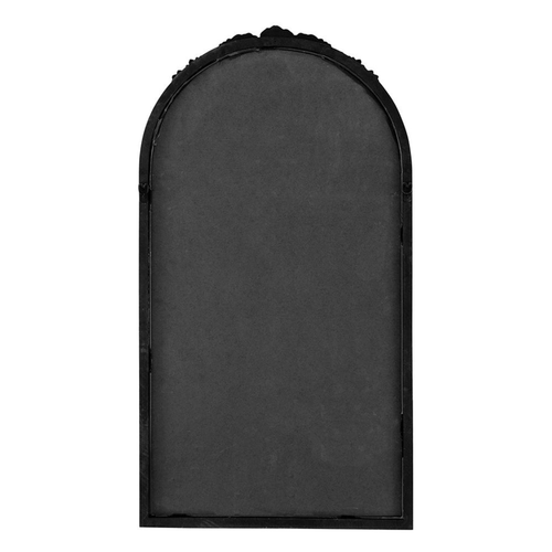 42" Black Crowned Top Antiqued Glass Arch Framed Accent Mirror