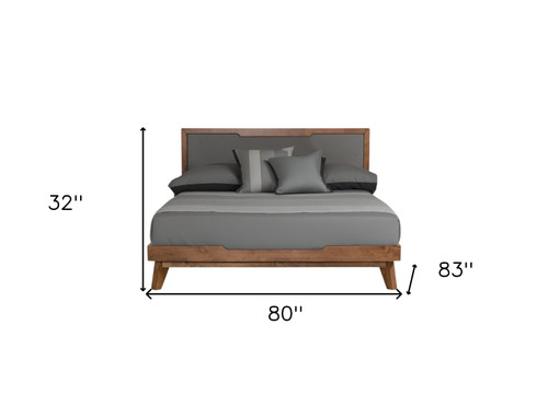 Gray and Brown Wood And Linen King Bed Frame