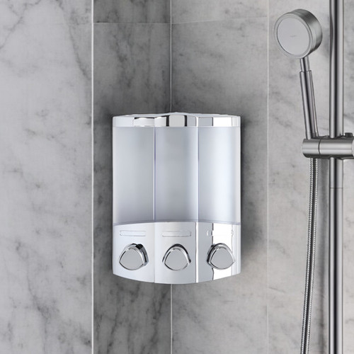 Gray Heavy Duty Plastic Three Chamber Wall Mount Soap Dispenser Decor