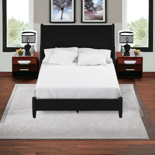 Black Solid Wood California King Bed Frame