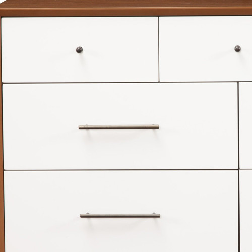 56" Brown and White Solid Wood Seven Drawer Double Dresser