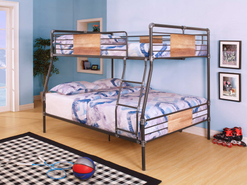 Black And Sand Full XL Over Queen Metal Bunk Bed