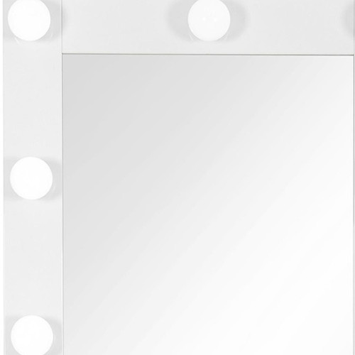 74" White Wood Lighted Freestanding Framed Full Length Mirror