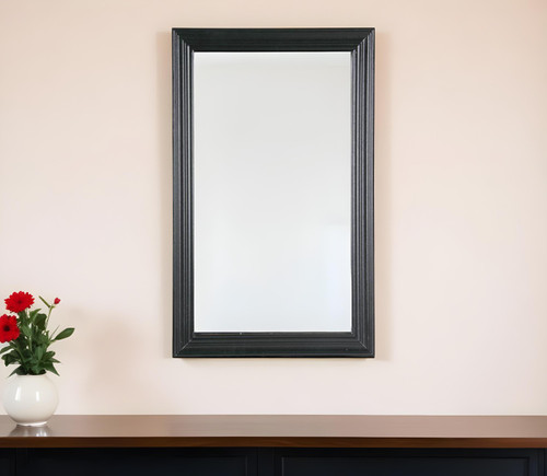 26" Black Beveled Lines Framed Accent Mirror