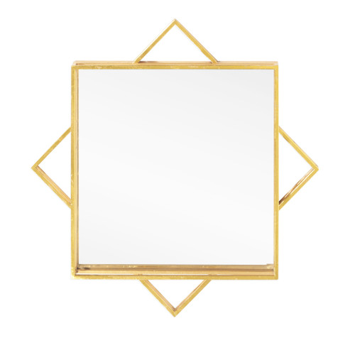 24" Gold Metal Geo Square Accent Mirror