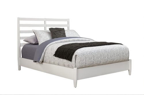 White Slat Back Solid Wood Full Bed Frame