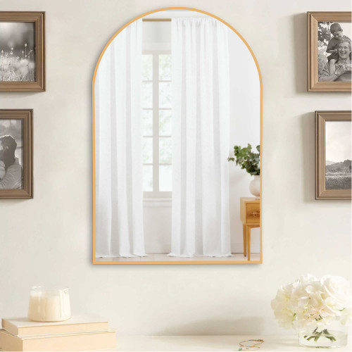 39" Gold Arch Metal Framed Bathroom Vanity Mirror