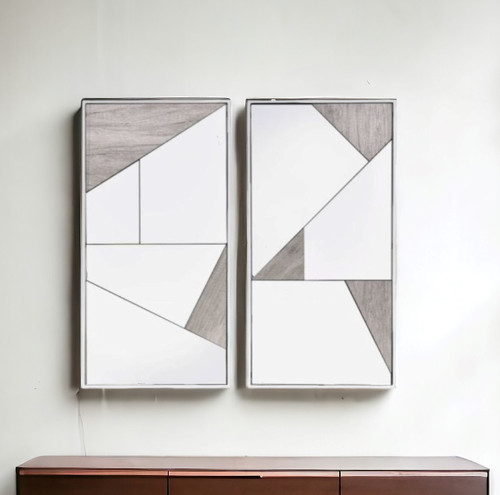 Set of Two Natural Metal Framed Accent Mirror