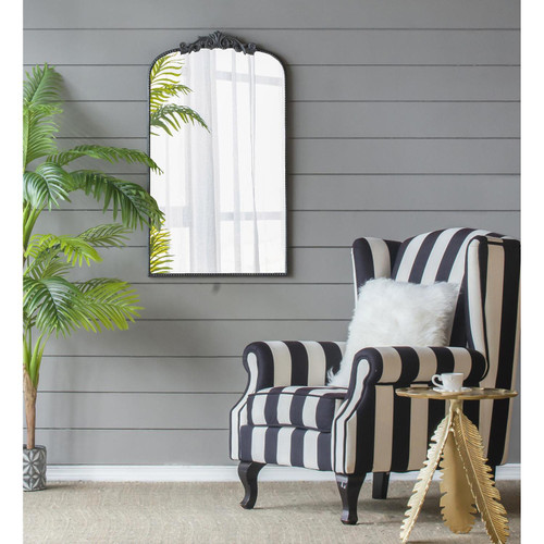 42" Black Arch Iron Framed Accent Mirror