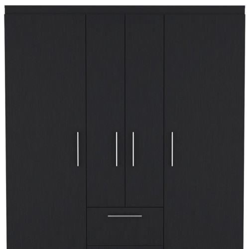 70" Black Wood Two Drawer Combo Dresser
