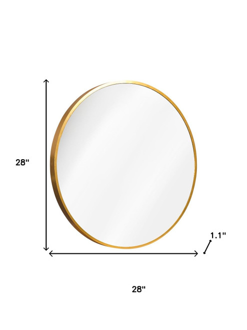 28" Gold Aluminum Round Framed Accent Mirror