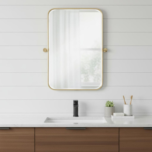 36" Gold Metal Framed Bathroom Vanity Mirror