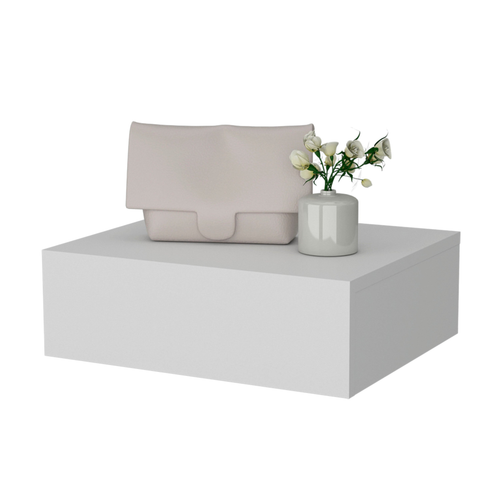 16" White Wood One Drawer Floating Nightstand