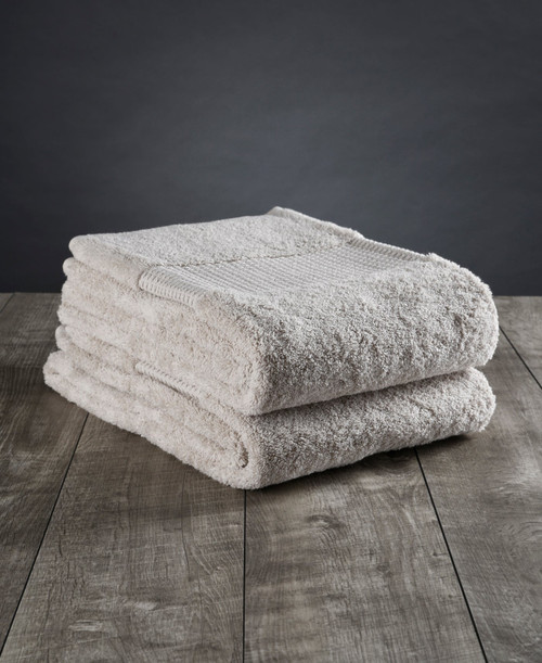 Set of Two Beige Cotton 16" X 30" Quick Dry Terry Cloth Hand Towels