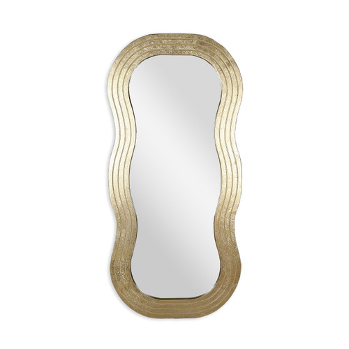 48" Gold Wood Abstract Accent Mirror