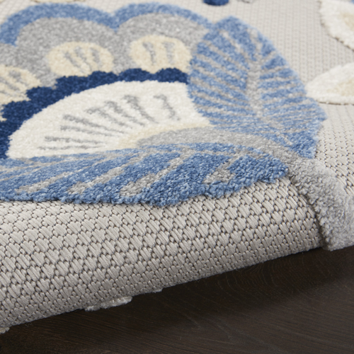 8' Blue And Gray Indoor Outdoor Runner Rug